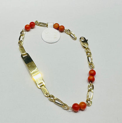 14K GOLD BEADS BRACELET  6.5"  2.6gm