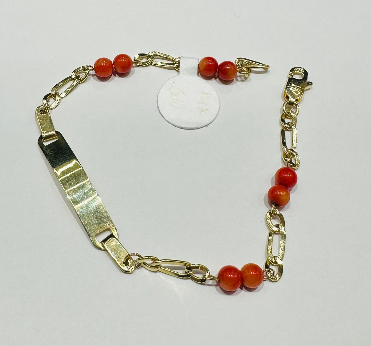 14K GOLD BEADS BRACELET  6.5"  2.6gm