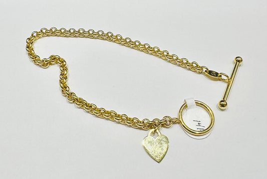 14K GOLD BOX LINK CHAIN WITH A HEART 8.5"  4.15mm  5.6gm