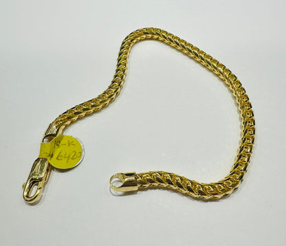 18K GOLD PINEAPPLE FRANCO LINK BRACELET  8.5"  4.50mm   32.2gm