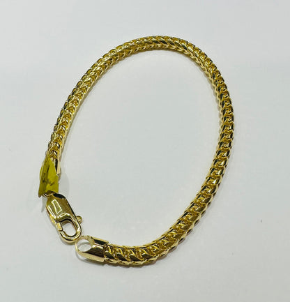 18K GOLD PINEAPPLE FRANCO LINK BRACELET  8.5"  4.50mm   32.2gm