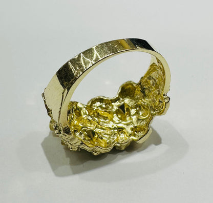 10K GOLD CROSS NUGGET RING  Weight:  6.0gm