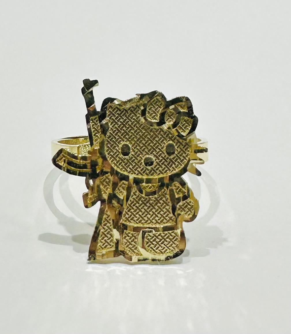 10K GOLD AK47 KITTY RING   WEIGHT:  3.0gm