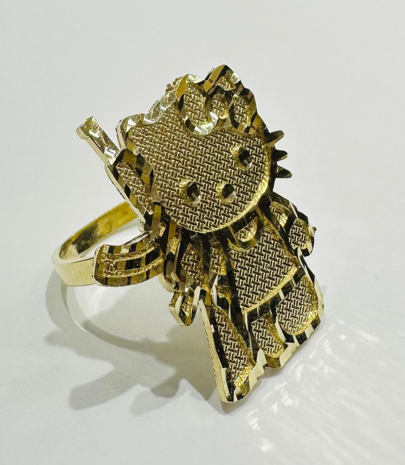 10K GOLD AK47 KITTY RING   WEIGHT:  4.3gm