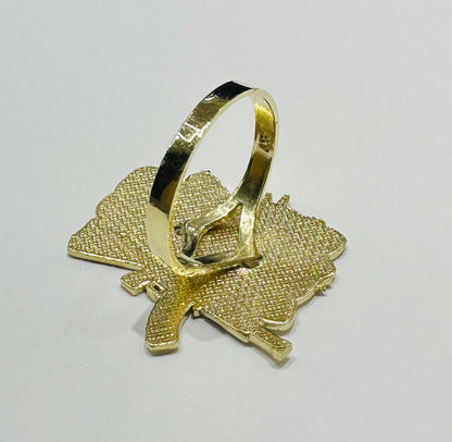 10K GOLD AK47 KITTY RING   WEIGHT:  4.3gm