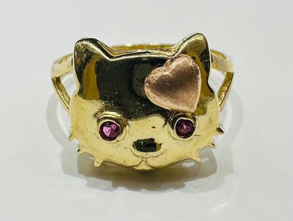 10K GOLD KITTY RING  WEIGHT:  2.9gm