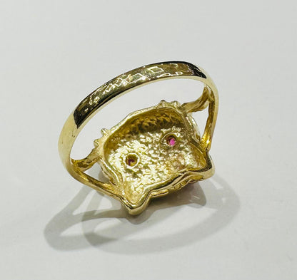10K GOLD KITTY RING  WEIGHT:  2.9gm