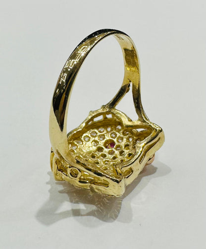 10K GOLD KITTY RING WITH  CZ STONES   WEIGHT:  4.6gm