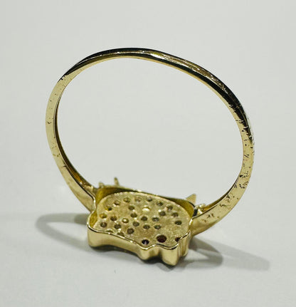 10K GOLD KITTY RING WITH  CZ STONES   WEIGHT:  1.5gm