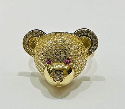 10K GOLD TEDDY RING WITH CZ STONES   WEIGHT:  4.0gm