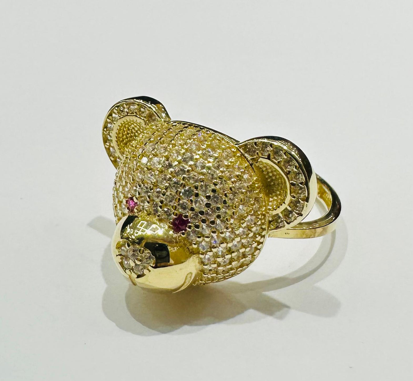 10K GOLD TEDDY RING WITH CZ STONES   WEIGHT:  4.0gm
