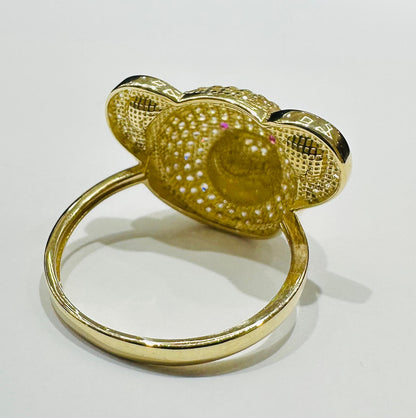 10K GOLD TEDDY RING WITH CZ STONES   WEIGHT:  4.0gm