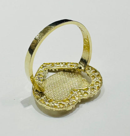 10K GOLD HEART KITTY RING  WEIGHT:  3.1gm