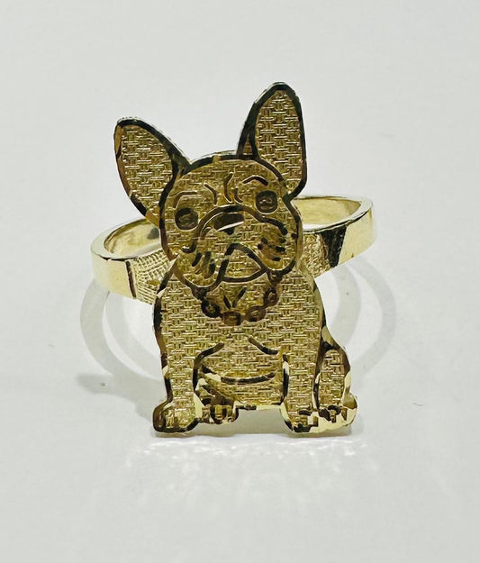 10K GOLD BULLDOG RING  WEIGHT: 2.8gm