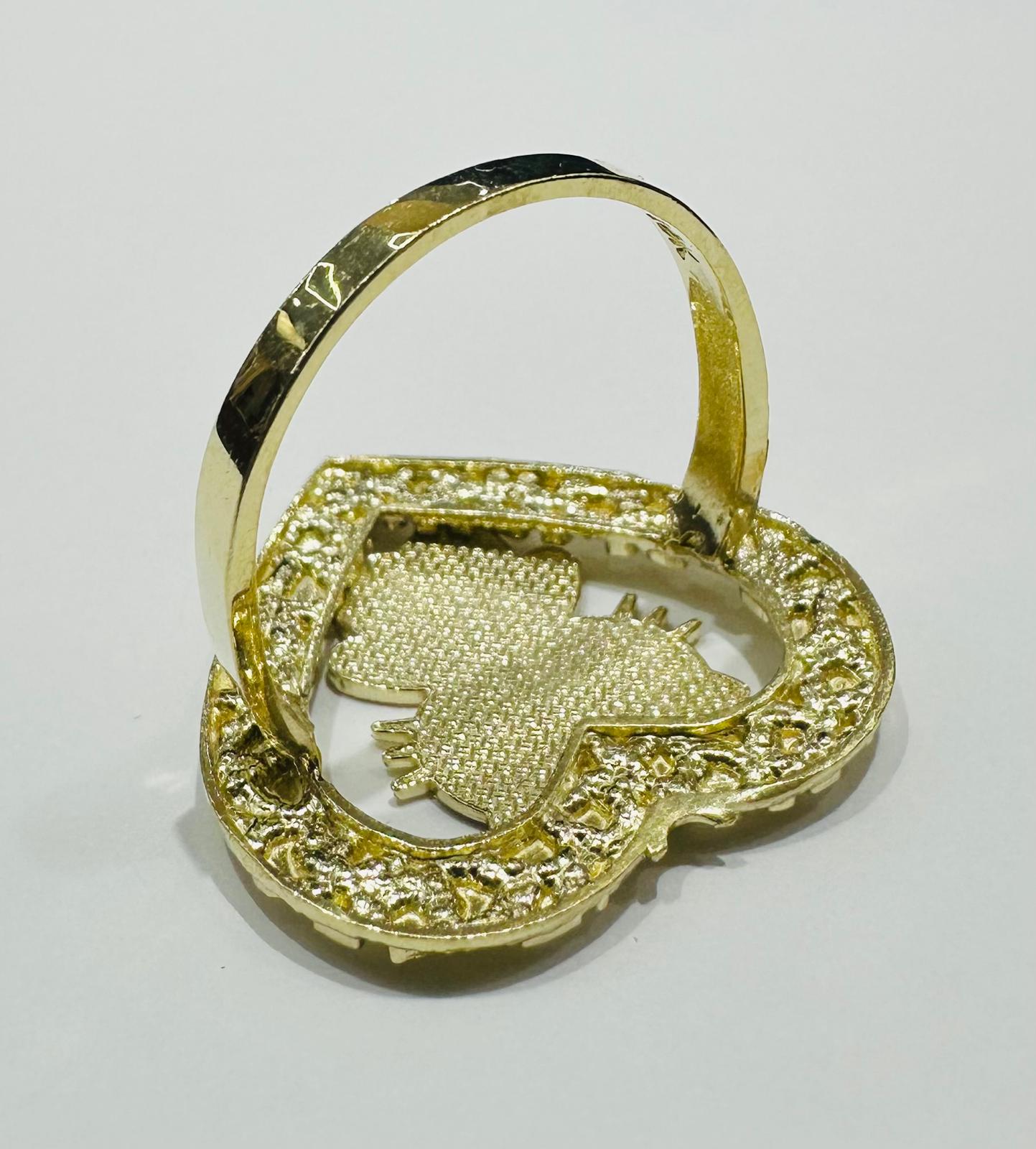 10K GOLD HEART KITTY RING  WEIGHT:  4.1gm