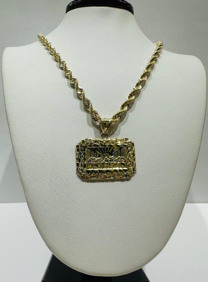 10K GOLD LAST SUPPER CHAIN AND PENDANT SET- 22"  WEIGHT:8.2gm