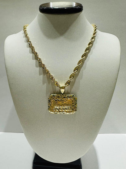 10K GOLD LAST SUPPER CHAIN AND PENDANT SET- 22"  WEIGHT:8.2gm