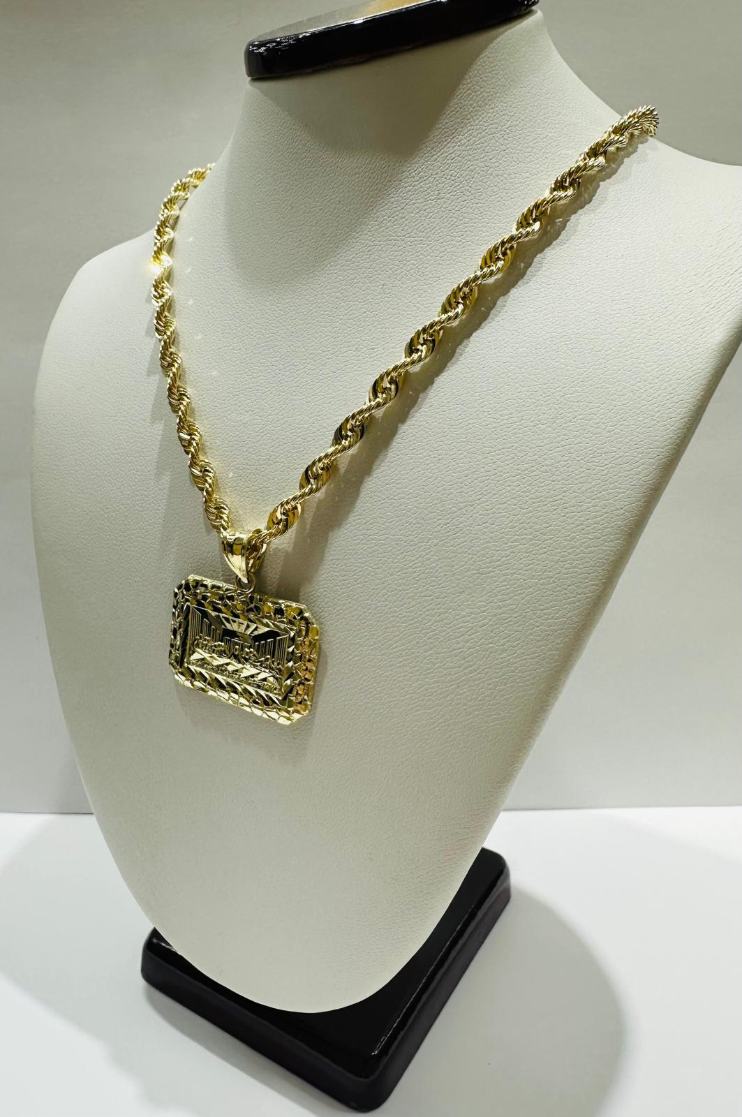 10K GOLD LAST SUPPER CHAIN AND PENDANT SET- 22"  WEIGHT:8.2gm