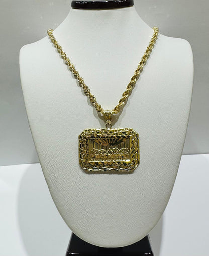 10K GOLD LAST SUPPER CHAIN AND PENDANT SET- 24"  WEIGHT: 11.9gm