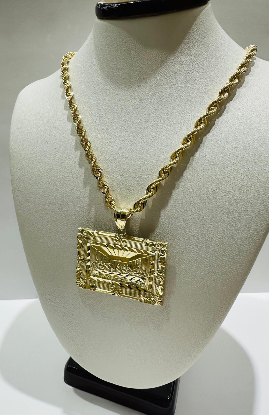 10K GOLD LAST SUPPER CHAIN AND PENDANT SET- 24" WEIGHT: 11.6gm