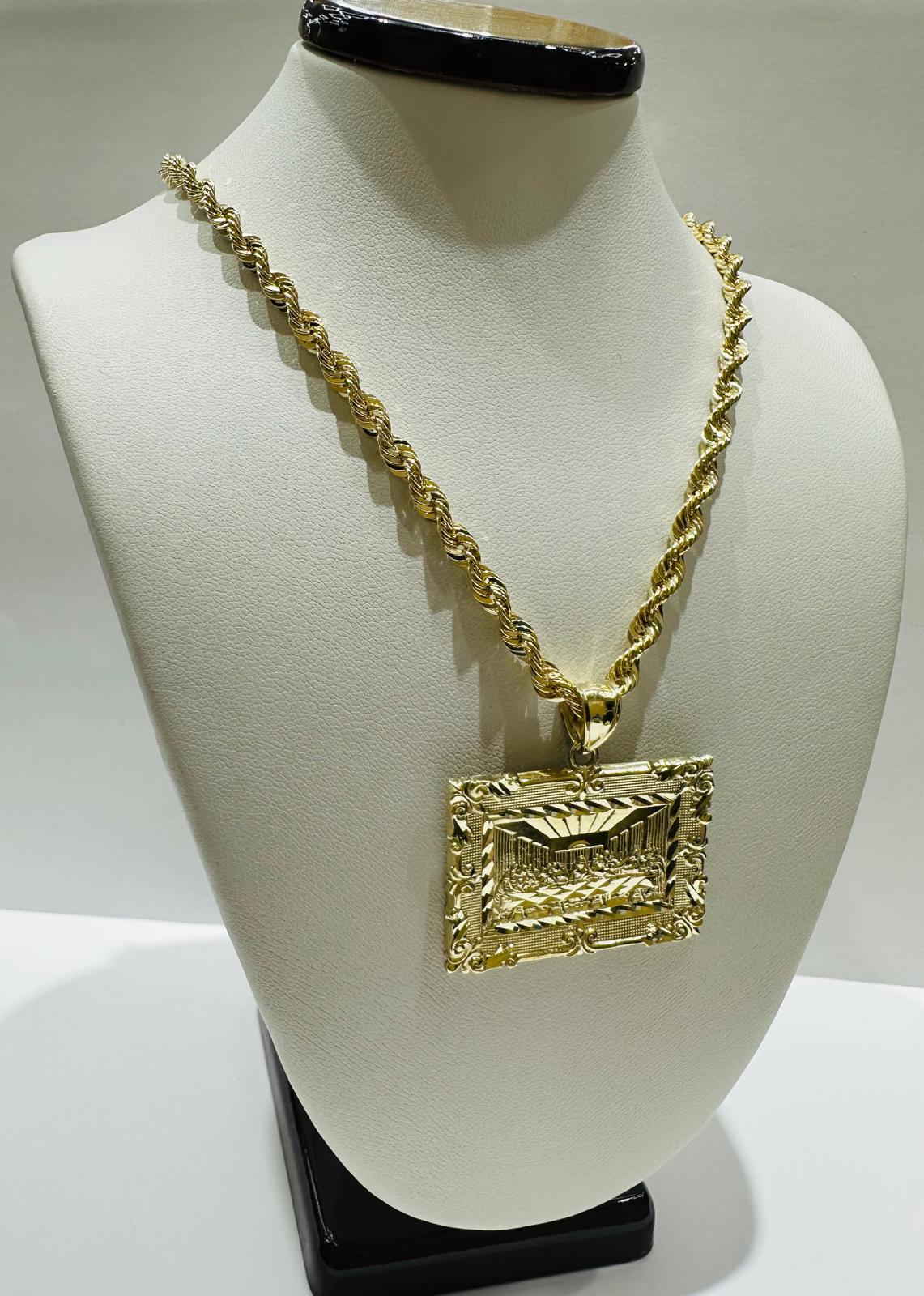 10K GOLD LAST SUPPER CHAIN AND PENDANT SET- 24" WEIGHT: 11.6gm