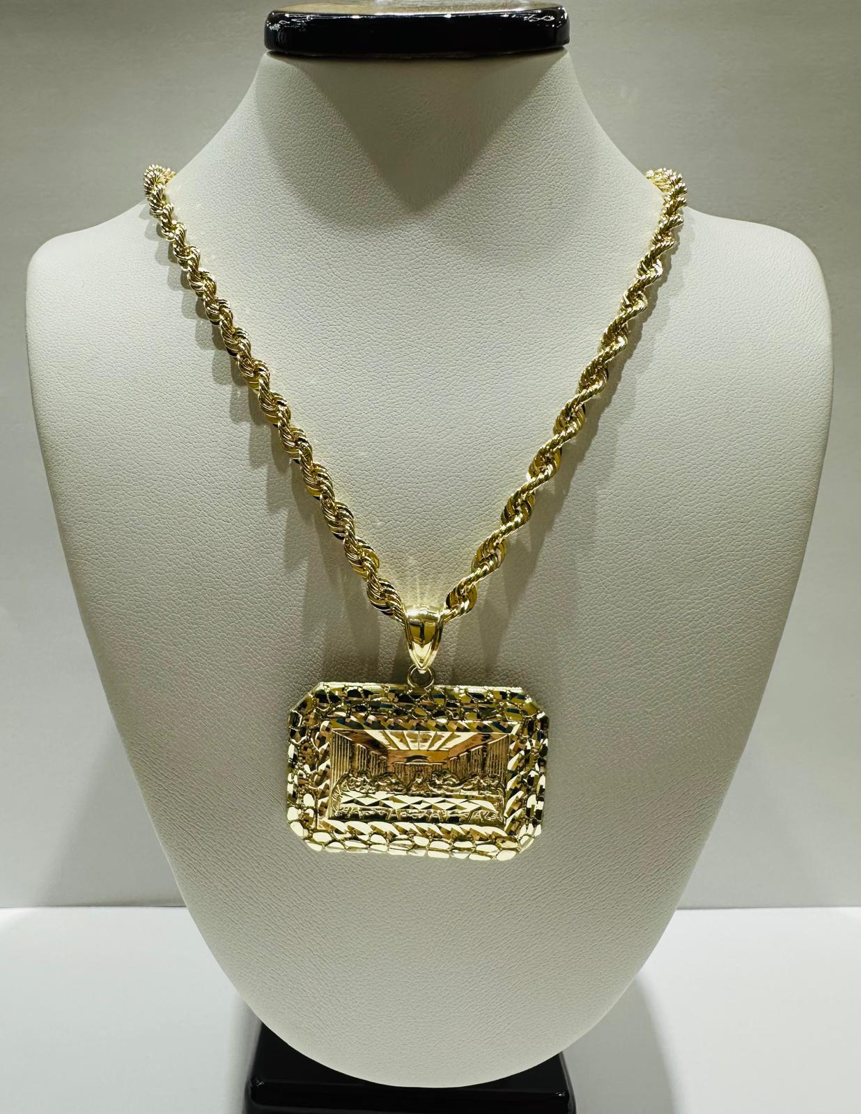 10K GOLD LAST SUPPER CHAIN AND PENDANT SET- 24"  WEIGHT: 11.9gm