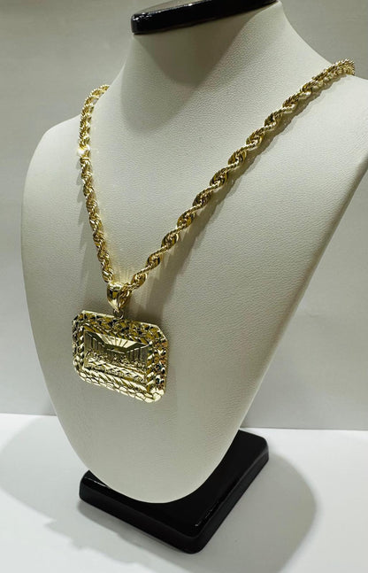 10K GOLD LAST SUPPER CHAIN AND PENDANT SET- 24"  WEIGHT: 11.9gm
