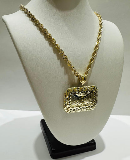10K GOLD LAST SUPPER CHAIN AND PENDANT SET- 24"  WEIGHT: 11.9gm