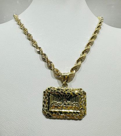 10K GOLD LAST SUPPER CHAIN AND PENDANT SET- 24"  WEIGHT: 11.9gm
