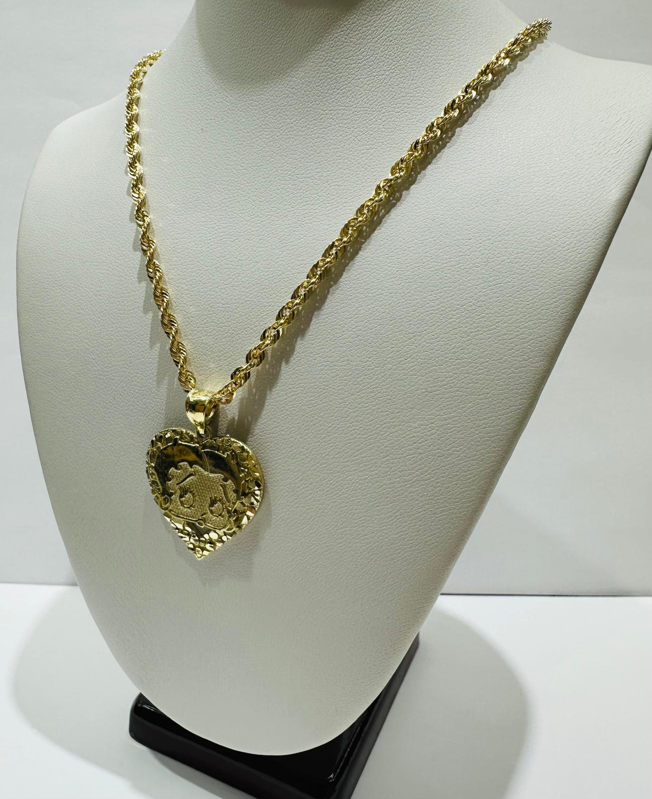 10K GOLD BETTY BOOP CHAIN AND PENDANT SET-  20"   7.8gm