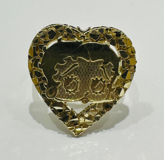10K GOLD BETTY BOOP HEART RING- WEIGHT:  3.4gm