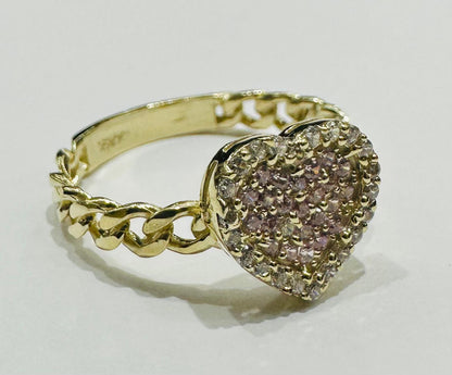 10K GOLD HEART RING WITH CZ STONES- WEIGHT: 3.0gm