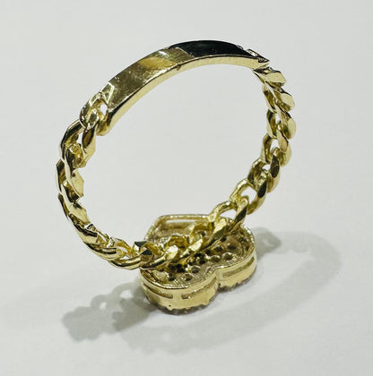 10K GOLD HEART RING WITH CZ STONES- WEIGHT: 3.0gm
