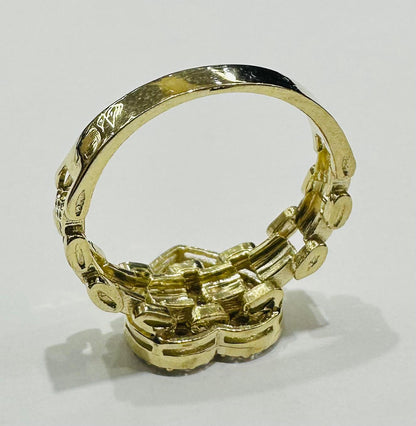 10K GOLD HEART RING WITH CZ STONES- WEIGHT: 3.2gm