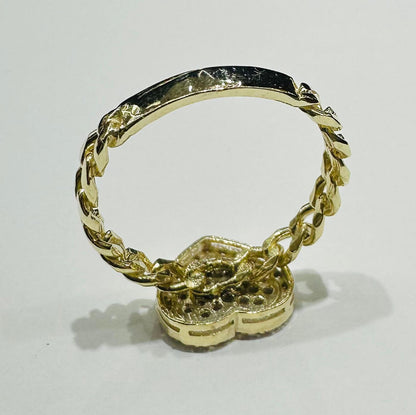 10K GOLD HEART RING WITH CZ STONES- WEIGHT: 2.9gm