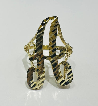 10K GOLD INITIAL LETTER "A" RING- WEIGHT:  3.4gm