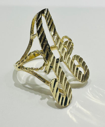 10K GOLD INITIAL LETTER "A" RING- WEIGHT:  3.4gm