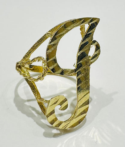 10K GOLD INITIAL LETTER "I" RING- WEIGHT:  3.1gm