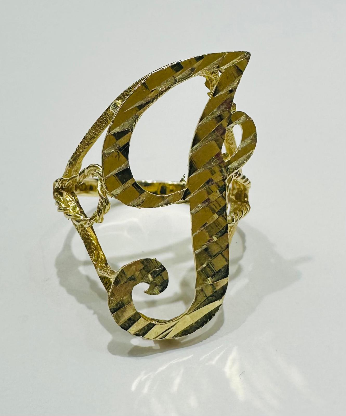 10K GOLD INITIAL LETTER "I" RING- WEIGHT:  3.1gm