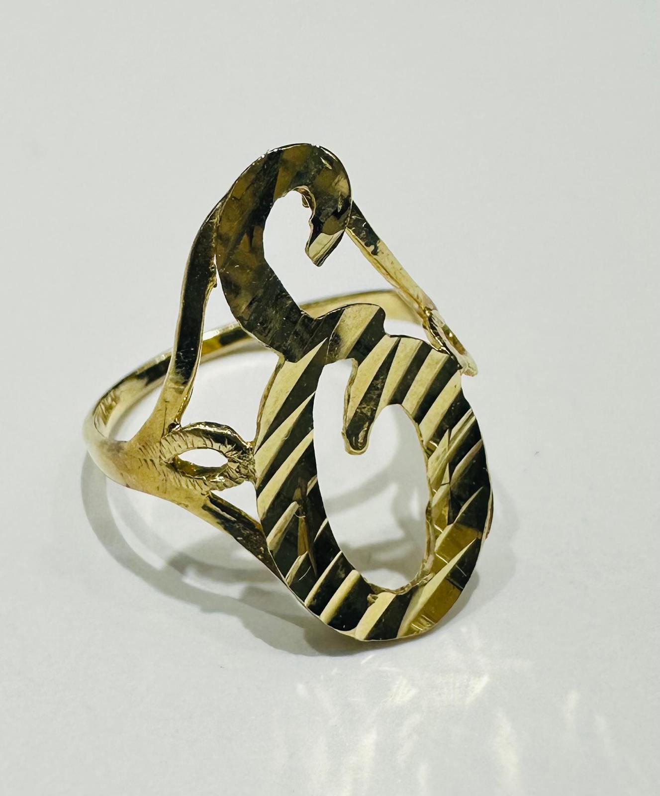 10K GOLD INITIAL LETTER "E" RING- WEIGHT:  1.6gm