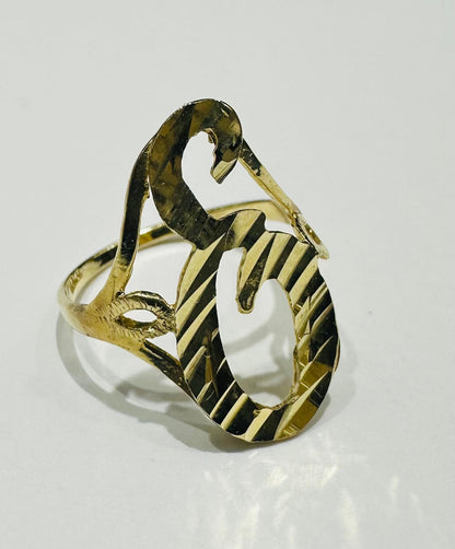 10K GOLD INITIAL LETTER "E" RING- WEIGHT:  1.6gm