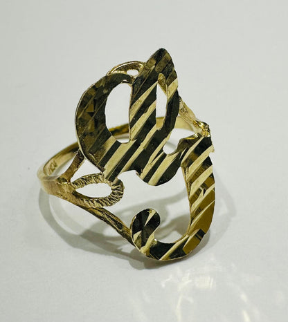 10K GOLD INITIAL LETTER "G" RING- WEIGHT:  1.5gm