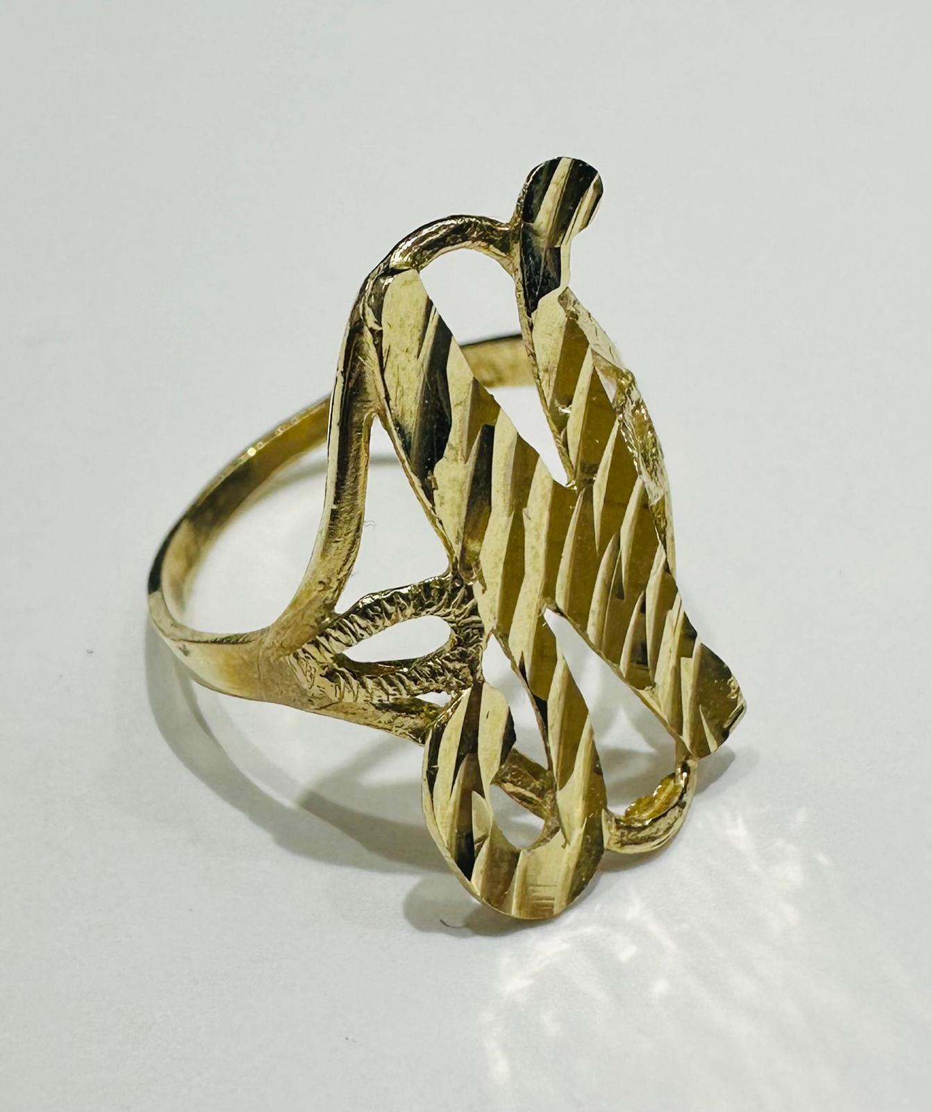 10K GOLD INITIAL LETTER "N" RING- WEIGHT:  1.7gm