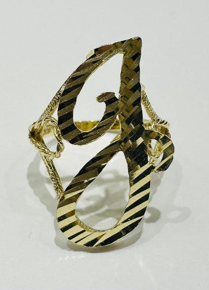 10K GOLD INITIAL LETTER "J" RING- WEIGHT:  2.7gm