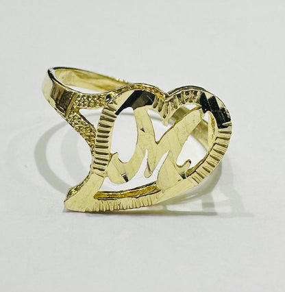 10K GOLD INITIAL LETTER "M" RING- WEIGHT:  1.4gm