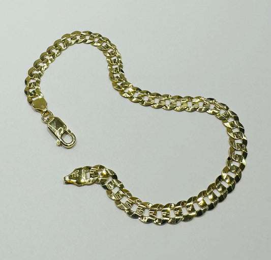 14K GOLD CUBAN  LINK BRACELET-  8"   8.9gm