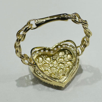 10K GOLD HEART RING WITH CZ STONES- WEIGHT:  2.4gm