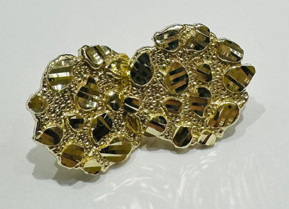 10K GOLD ROUND NUGGET EARRINGS  WEIGHT: 2.9gm