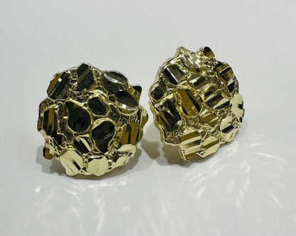10K GOLD ROUND NUGGET EARRINGS  WEIGHT: 2.0gm