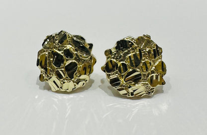 10K GOLD ROUND NUGGET EARRINGS  WEIGHT: 2.0gm